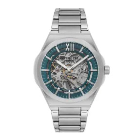Lee Cooper Men's Automatic Watch Analog Green Dial with Silver Stainless Steel Band,  LC08051.370