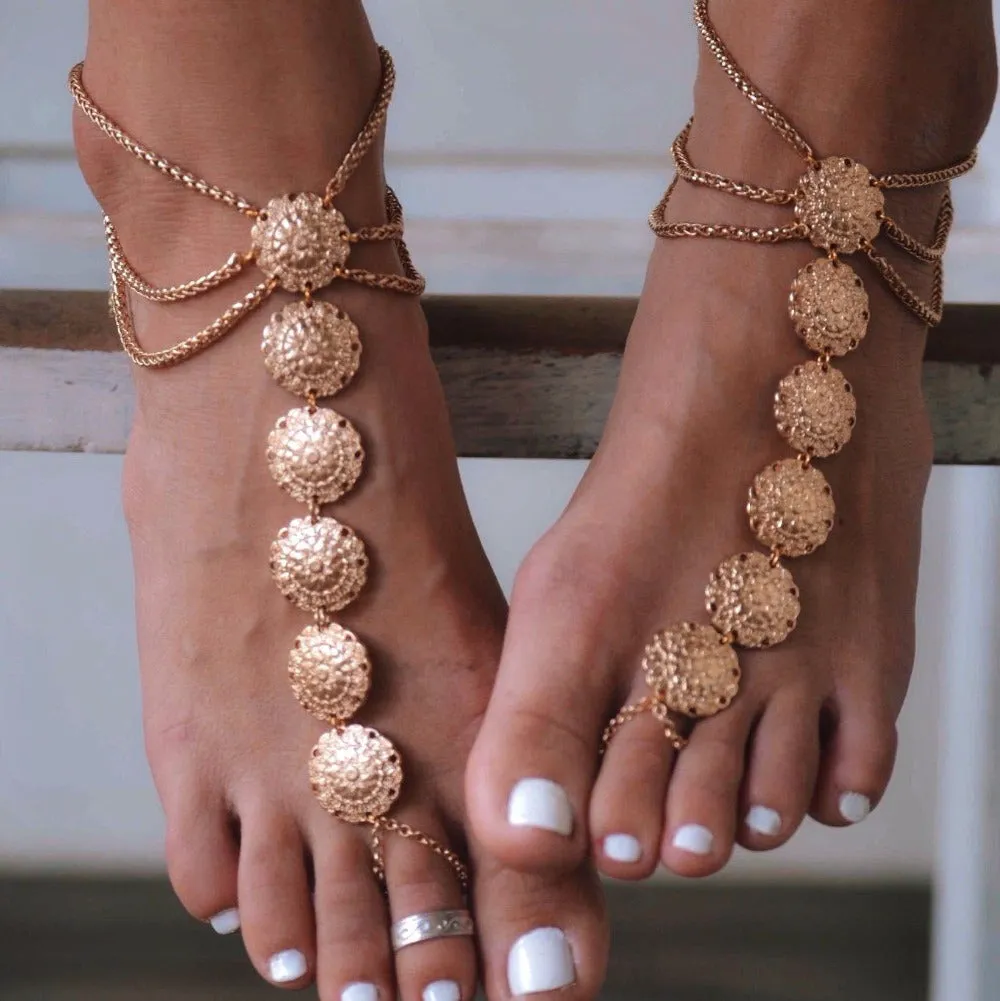 Lucky eye Sexy Gold Silver Color Tassel Anklet For Women