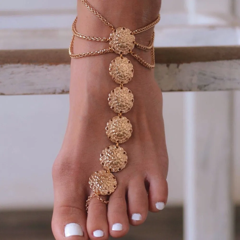 Lucky eye Sexy Gold Silver Color Tassel Anklet For Women