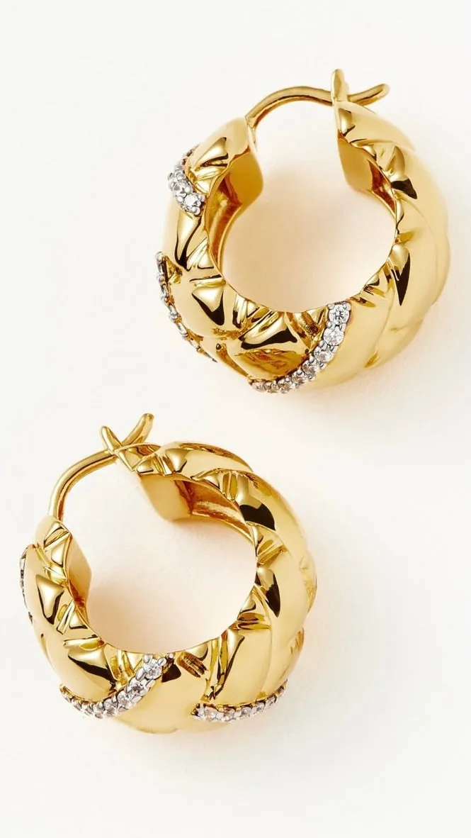 'Lucy Wiliams' Pave Waffle Hoop Earrings