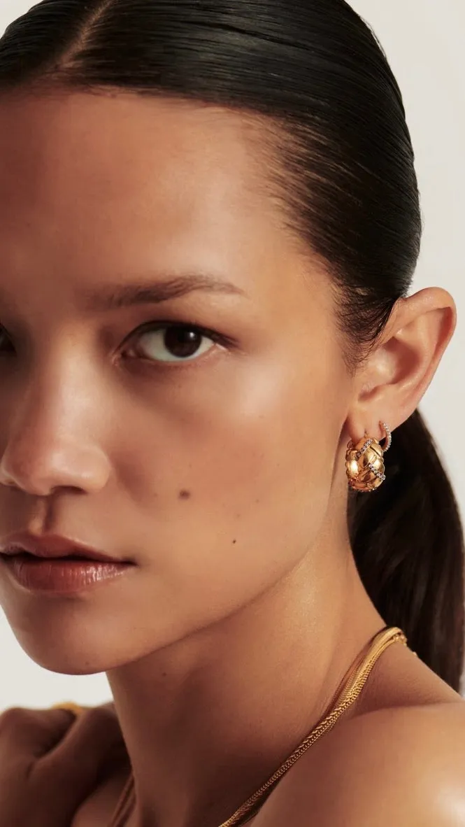 'Lucy Wiliams' Pave Waffle Hoop Earrings