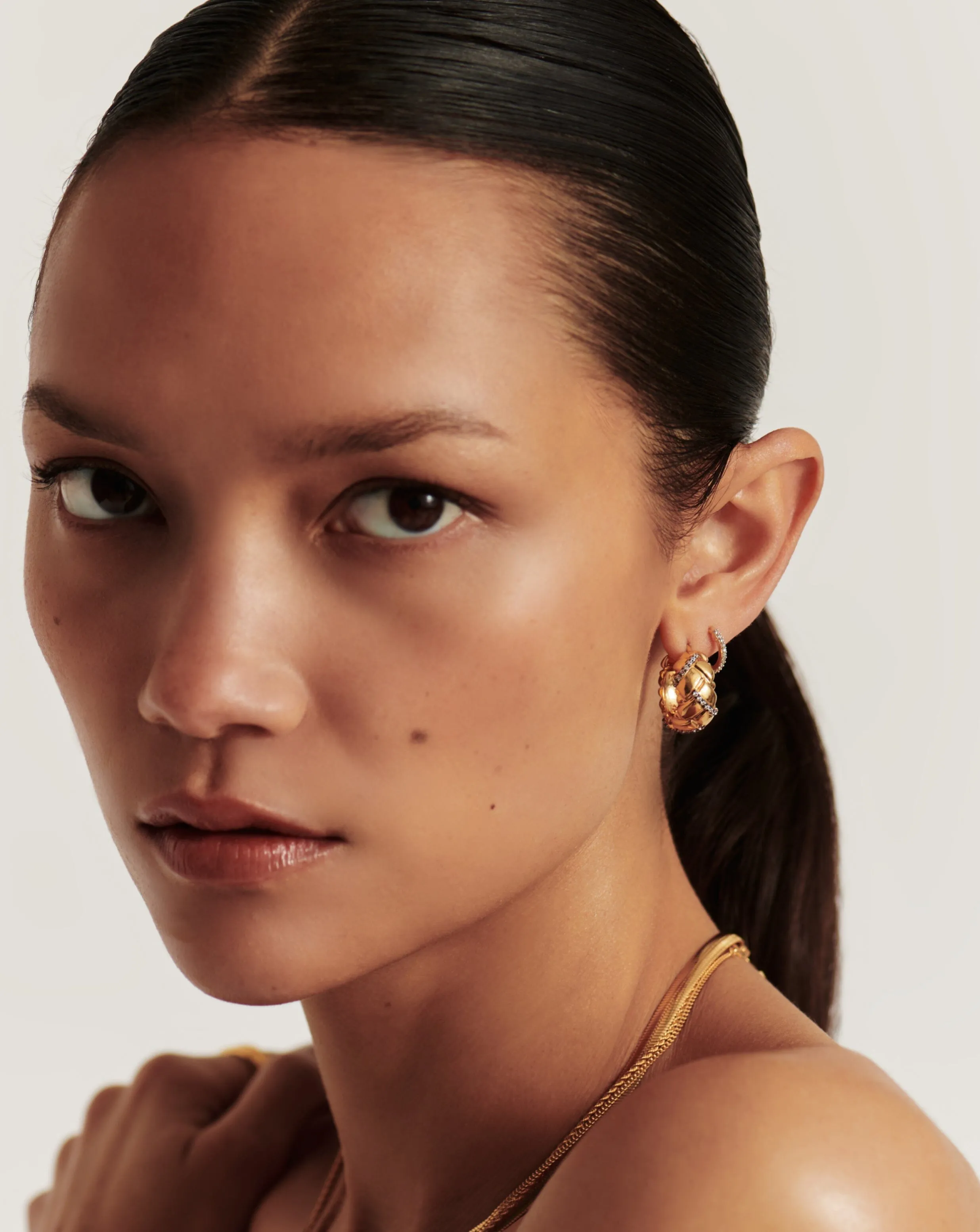 Lucy Williams Pave Waffle Hoop Earrings