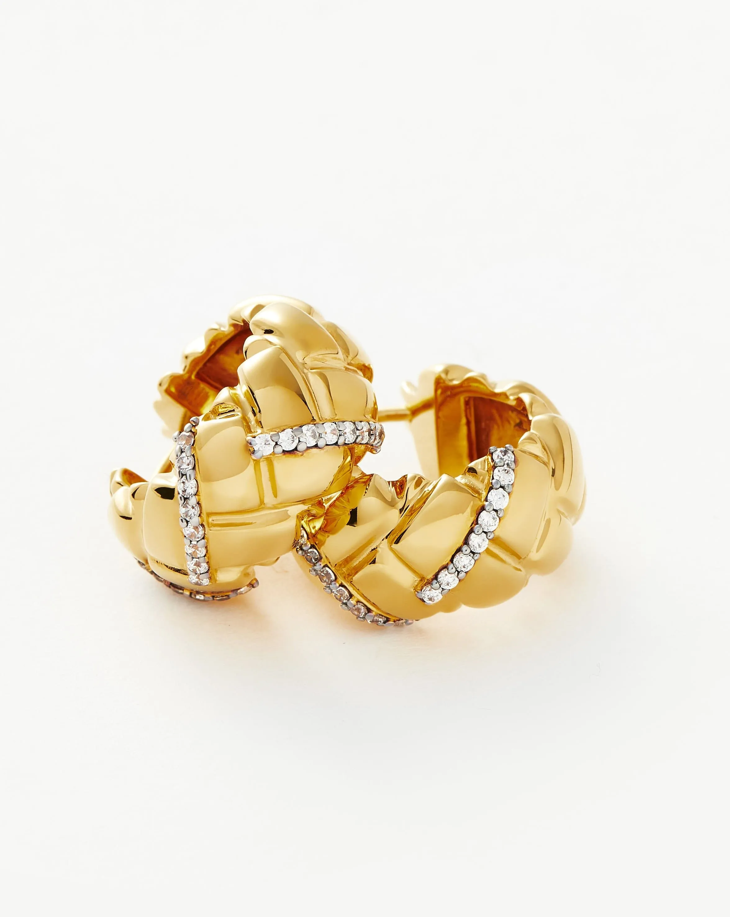 Lucy Williams Pave Waffle Hoop Earrings