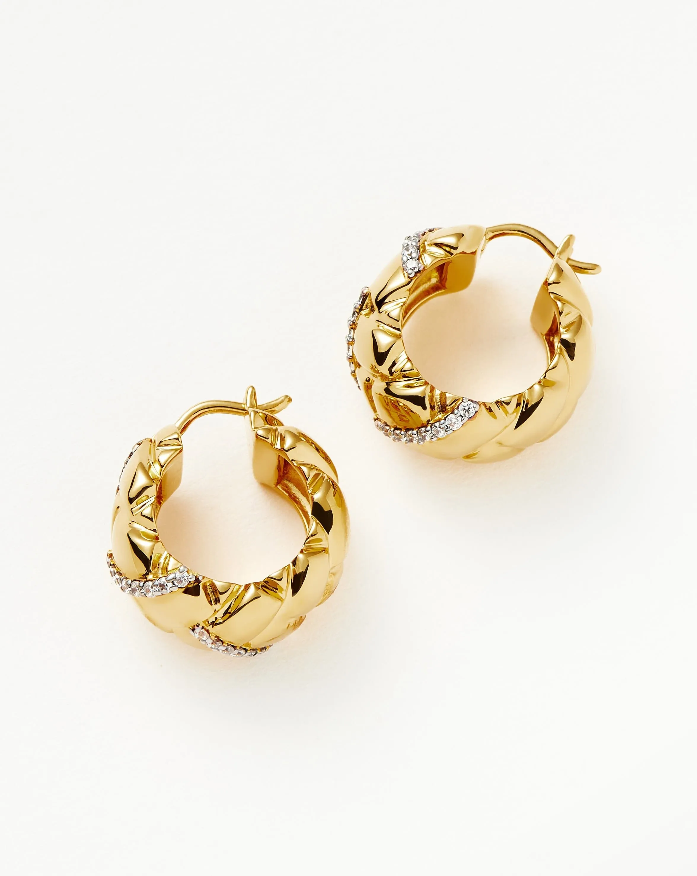 Lucy Williams Pave Waffle Hoop Earrings