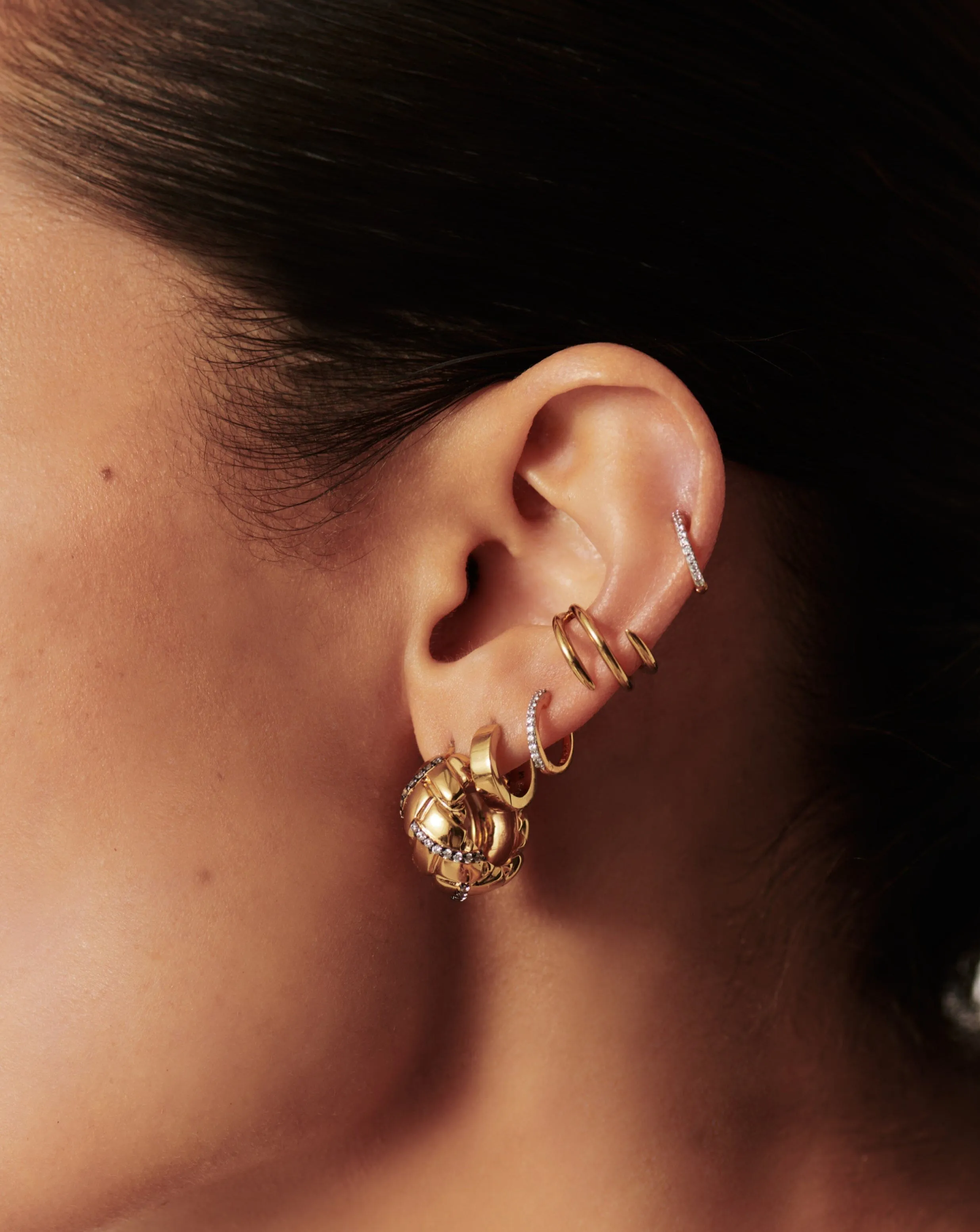 Lucy Williams Pave Waffle Hoop Earrings