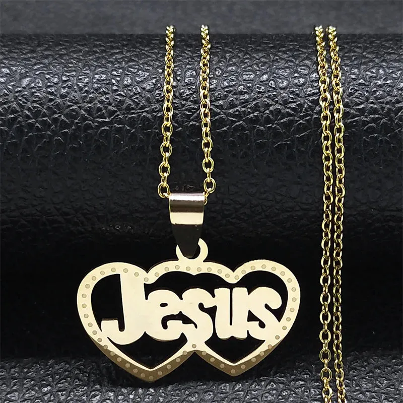 Male Jesus Cross Stainless Steel Choker Necklace for Men Chain Gold Color Bullet Necklaces