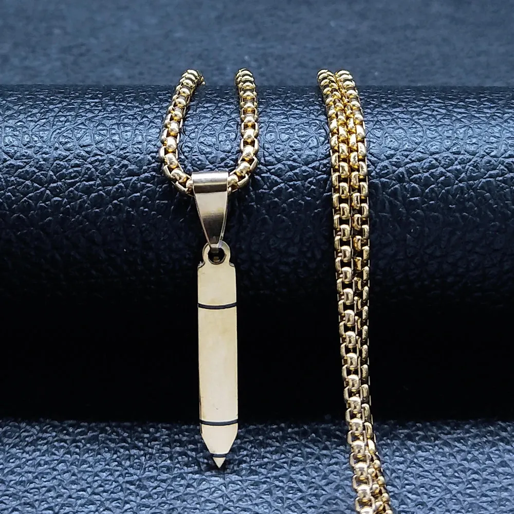 Male Jesus Cross Stainless Steel Choker Necklace for Men Chain Gold Color Bullet Necklaces