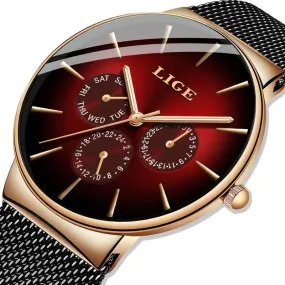 Men Mesh Steel  Waterproof Ultra-thin Wristwatch