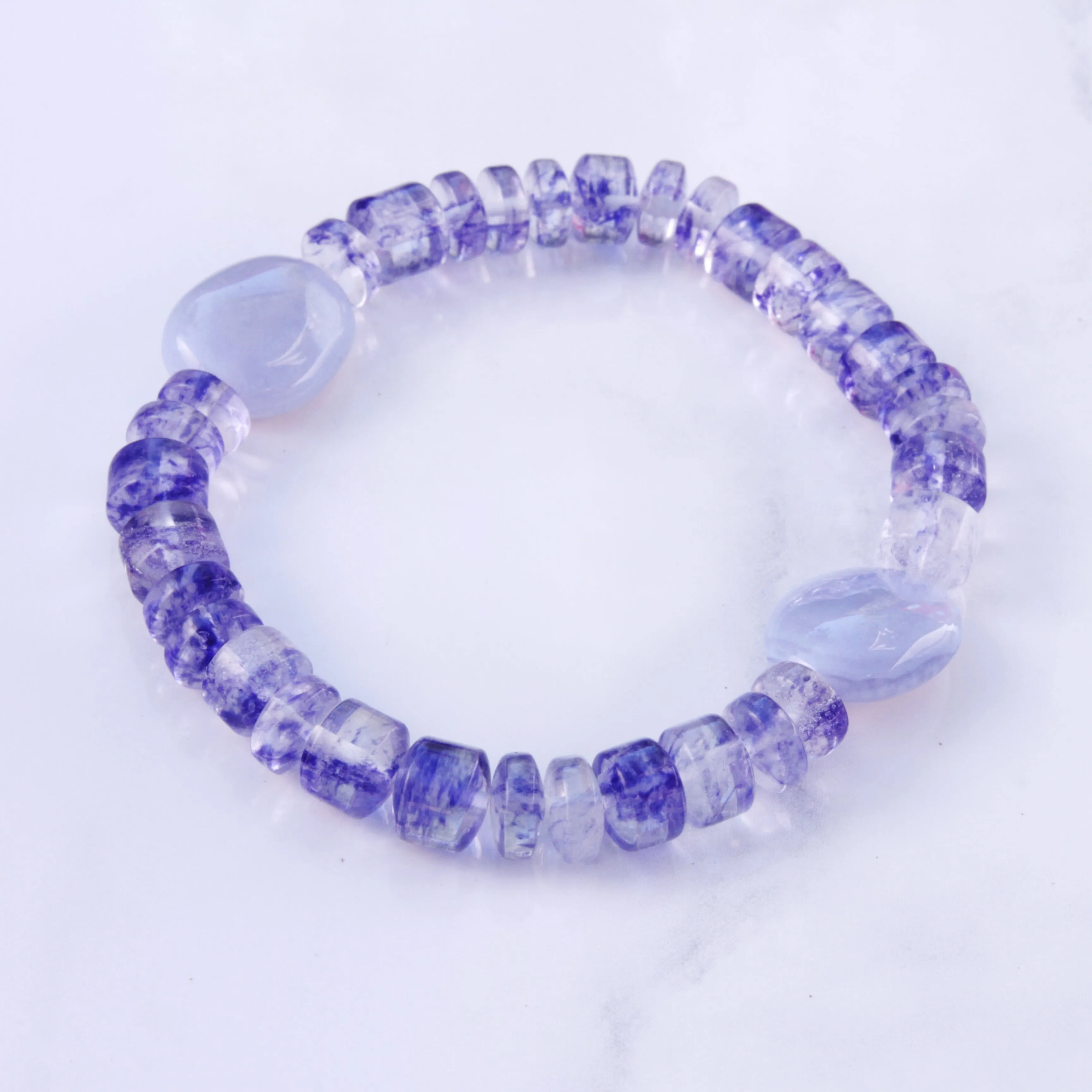 Men's Blue Quartz and Agate Gemstone Bracelet