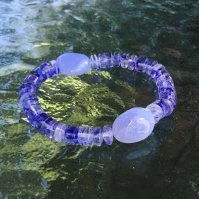 Men's Blue Quartz and Agate Gemstone Bracelet