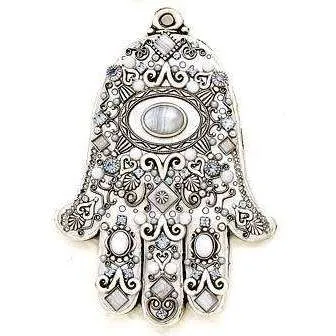 Michal Golan Blue Lace Agate & Swarovski Crystal Wall Hamsa