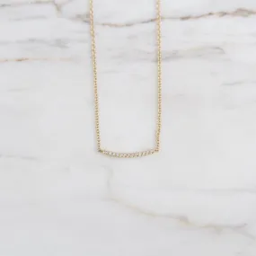 Mini Curved Bar Smile Necklace - 14K Yellow Gold