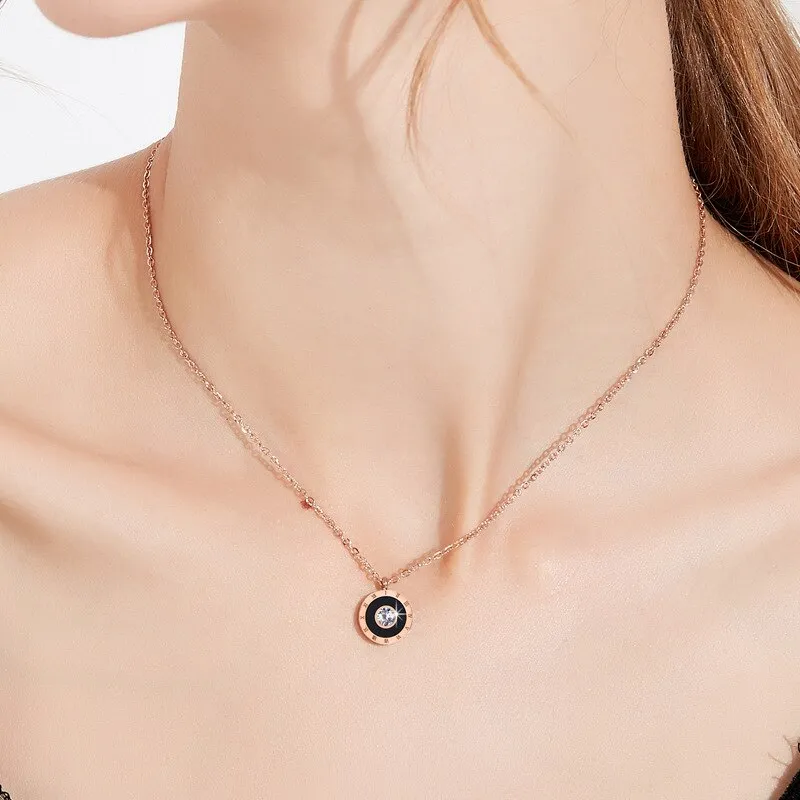 Minimal Zircon Engraved Roman Script Charms Choker Collier Necklaces  Pendants For Women