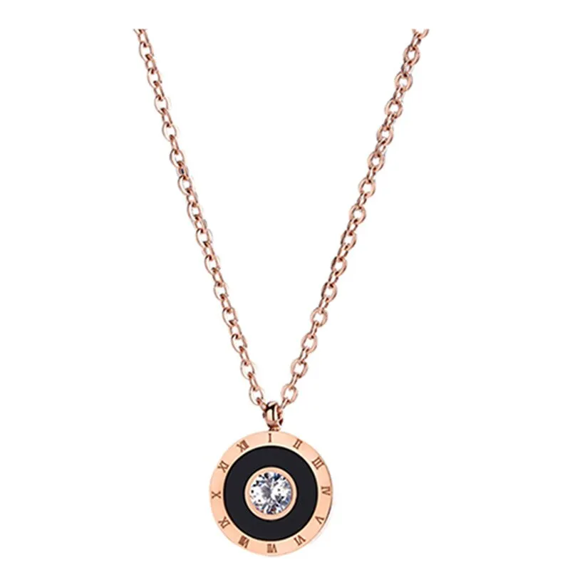 Minimal Zircon Engraved Roman Script Charms Choker Collier Necklaces  Pendants For Women
