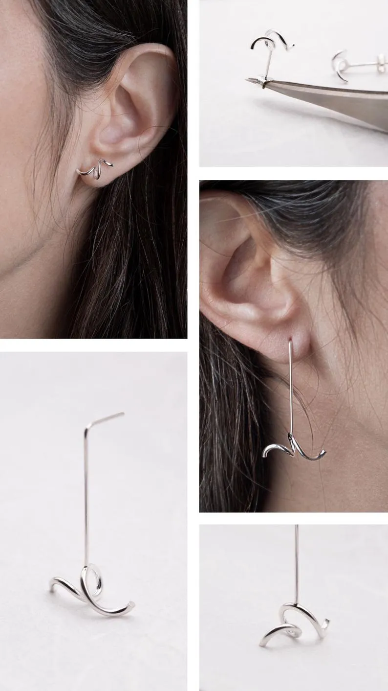 Mismatched earrings silver | Asymmetrical earrings N°3