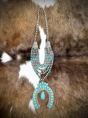 Multi-Layer Beaded Turquoise Western Necklace