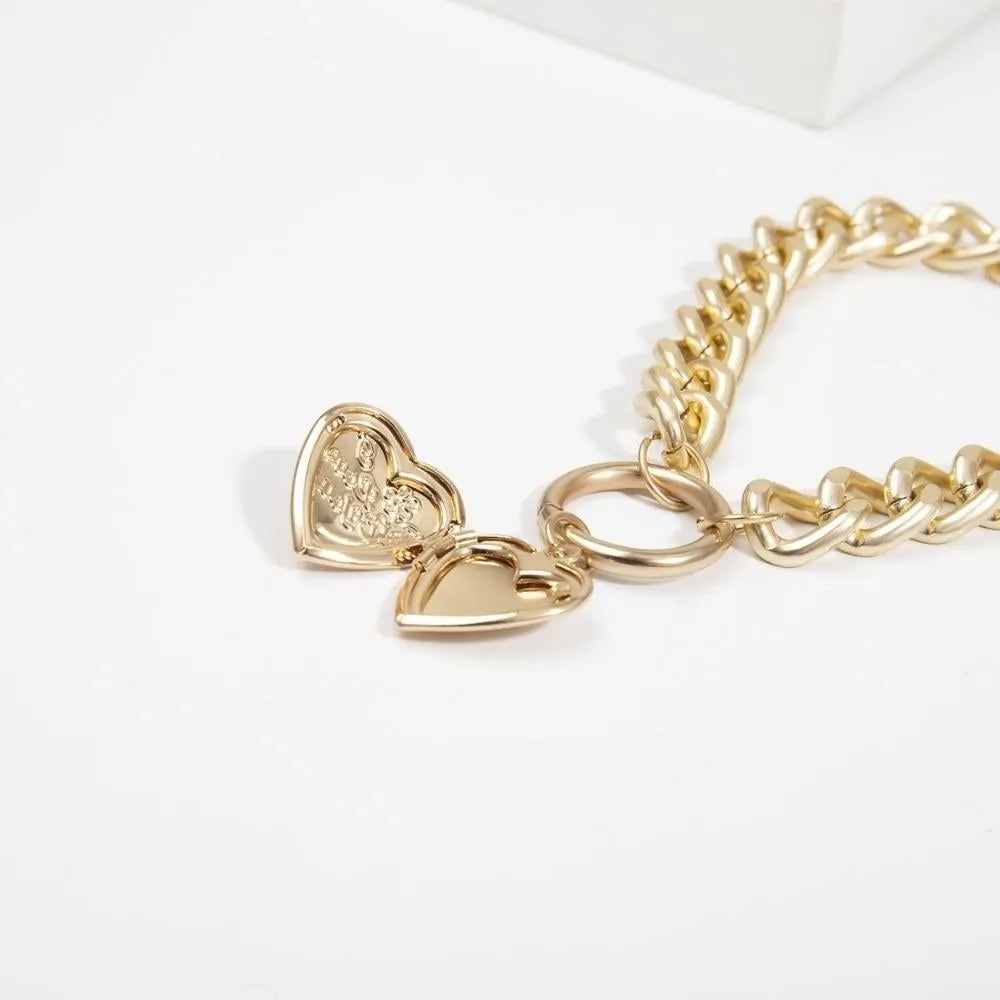 Multilayer Necklaces Charm Jewelry Punk Metal Heart