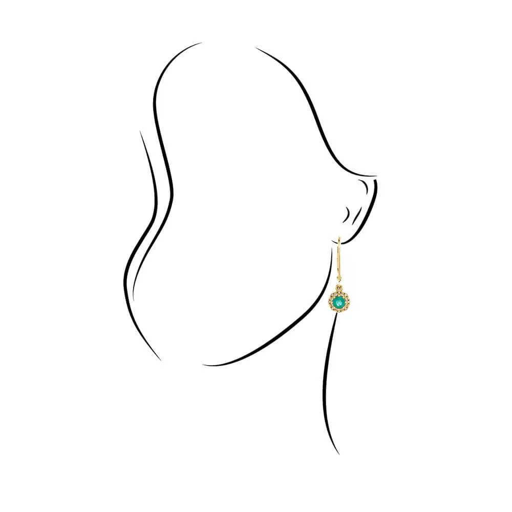 Natural Emerald & Natural Diamond Dangle Earrings