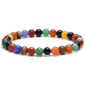 Natural Multi Agate 6 mm Beaded Gemstone Bracelet