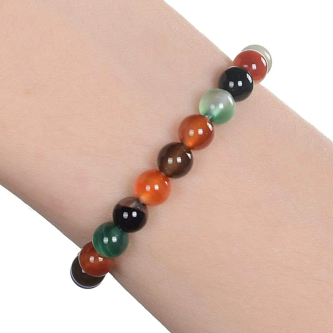 Natural Multi Agate 6 mm Beaded Gemstone Bracelet