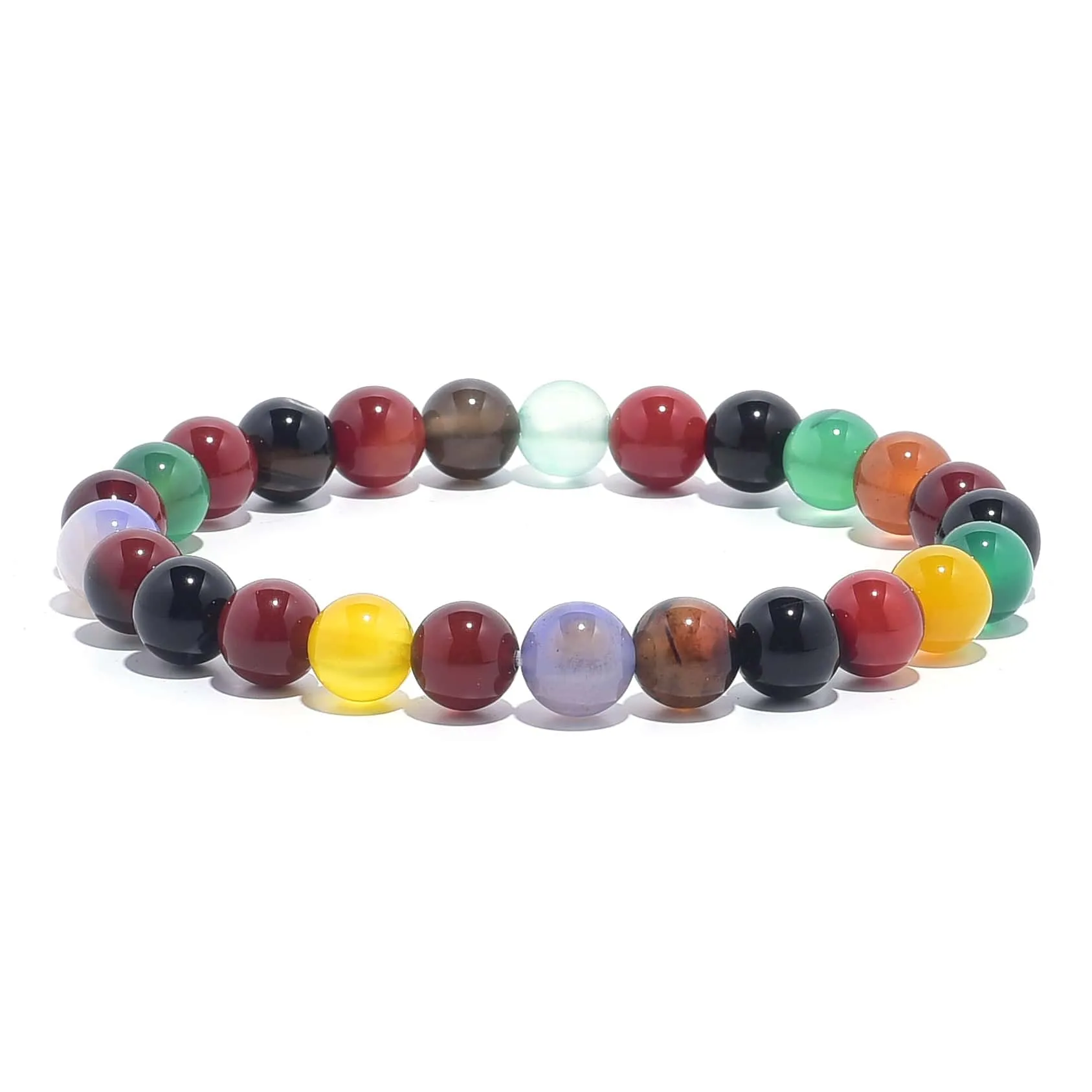 Natural Multi Agate 8 mm Beaded Gemstone Bracelet