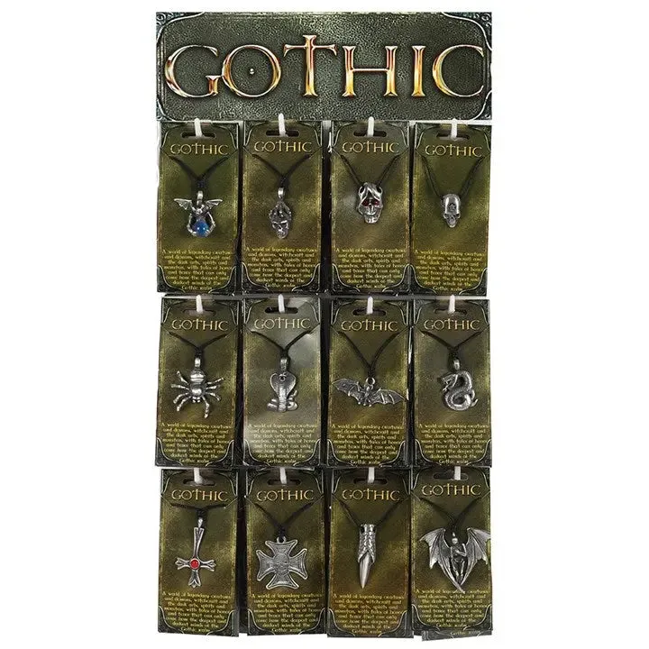Necklace -Gothic Amulet Charm -Cross & Skull