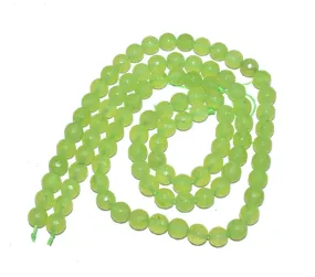 Neon Green Gemstone Faceted Round Agate Loose Beads