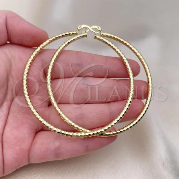 Oro Laminado Extra Large Hoop, Gold Filled Style Diamond Cutting Finish, Golden Finish, 02.213.0252.70