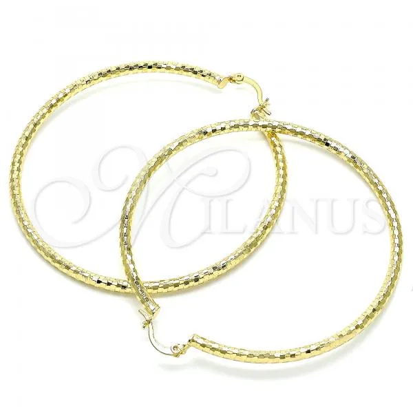 Oro Laminado Extra Large Hoop, Gold Filled Style Diamond Cutting Finish, Golden Finish, 02.213.0252.70