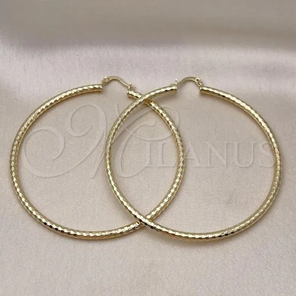 Oro Laminado Extra Large Hoop, Gold Filled Style Diamond Cutting Finish, Golden Finish, 02.213.0252.70