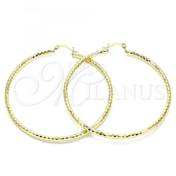 Oro Laminado Extra Large Hoop, Gold Filled Style Diamond Cutting Finish, Golden Finish, 02.213.0252.70