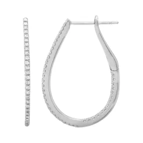 Oval In & Out Diamond Hoop Earring