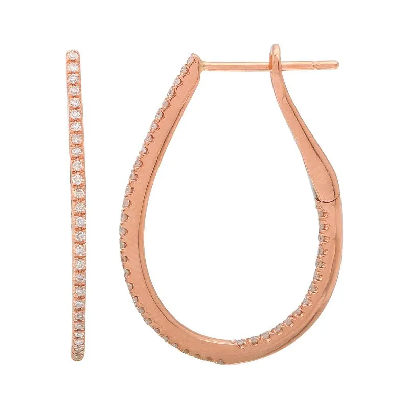 Oval In & Out Diamond Hoop Earring