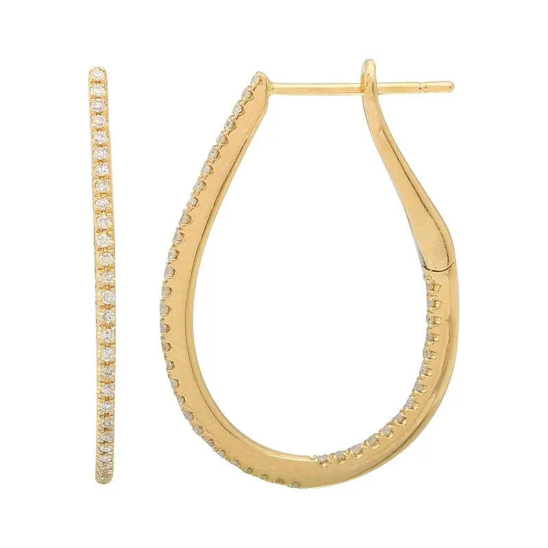 Oval In & Out Diamond Hoop Earring