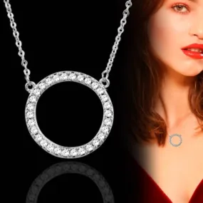 Pave Zircon Circle Pendant Choker Chain Necklace For Women Jewelry