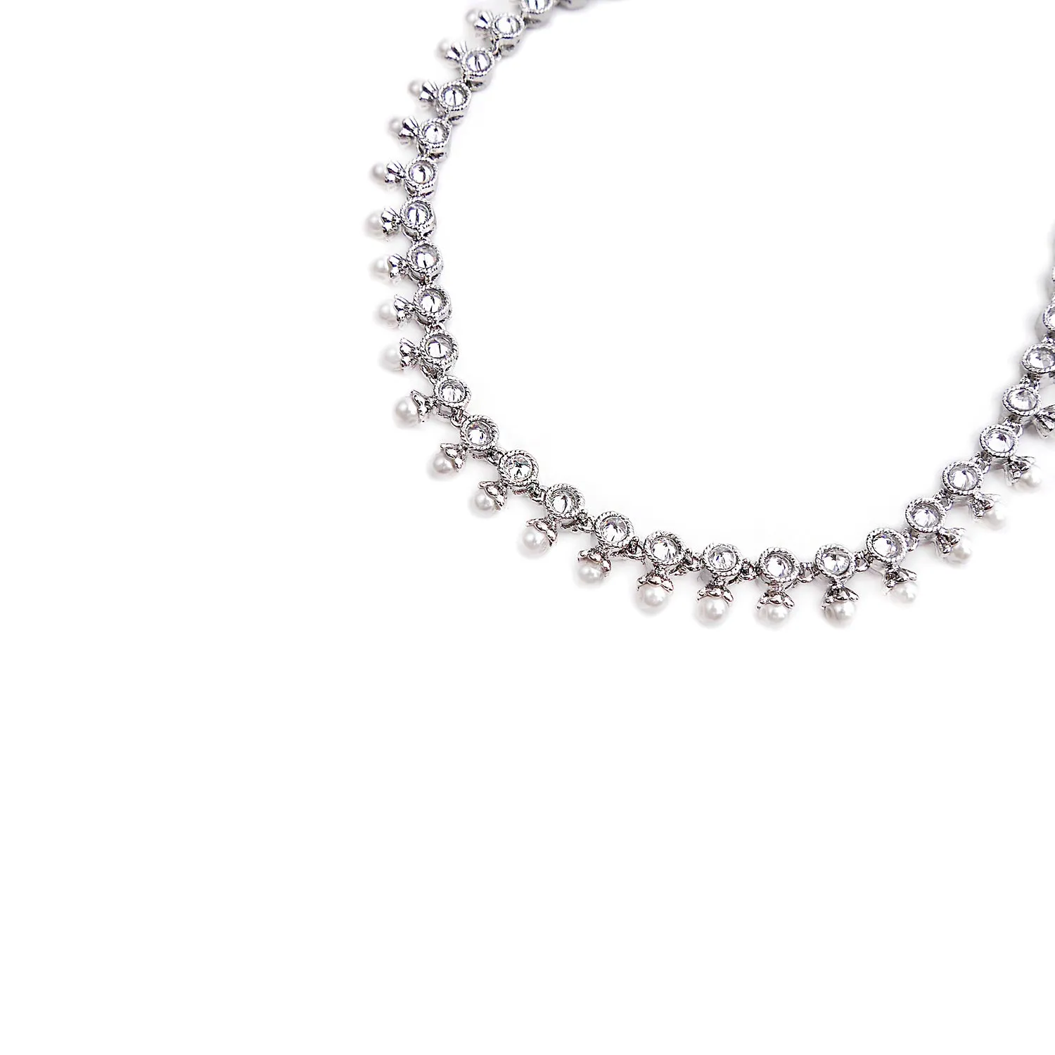 Pearl Trinket Anklet In Rhodium