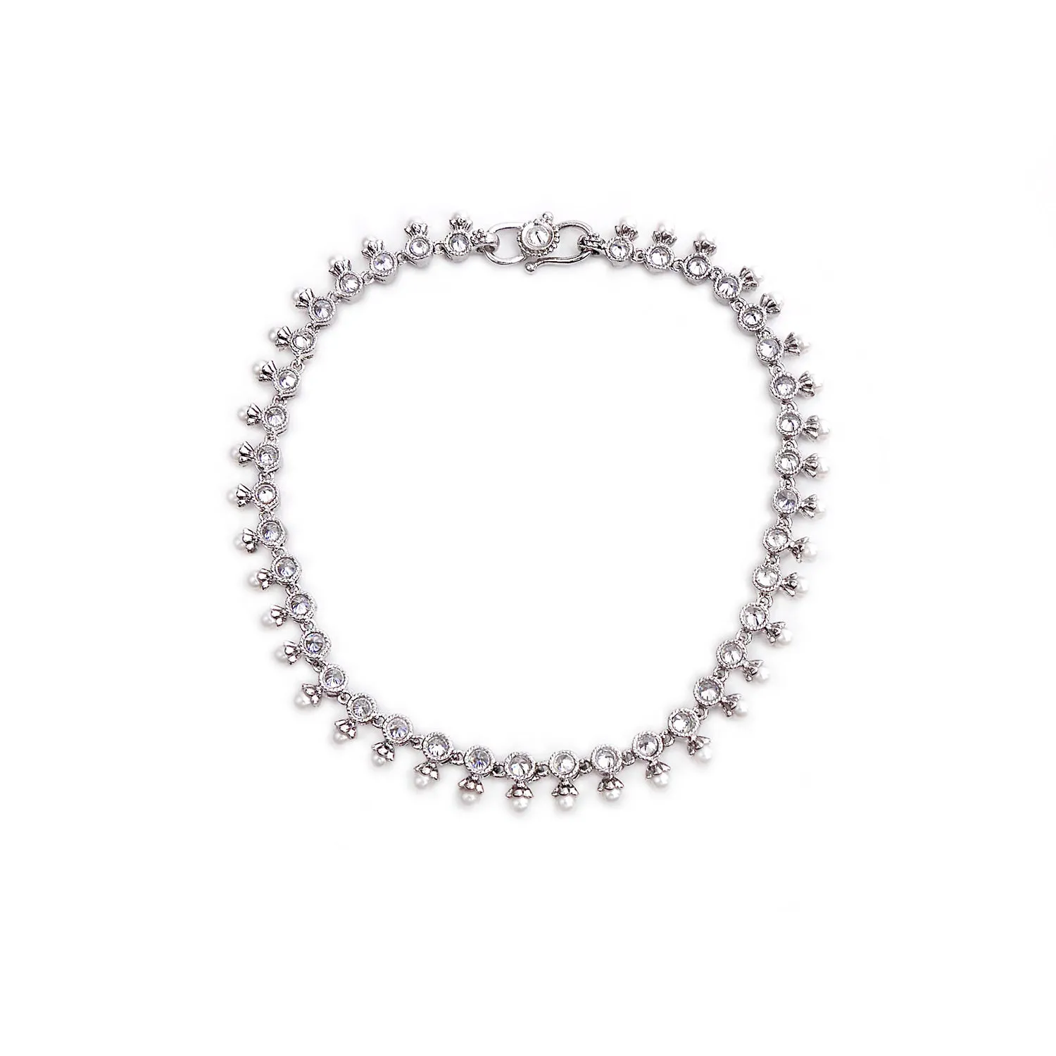 Pearl Trinket Anklet In Rhodium