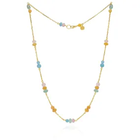 Piccolo Melrose 18K Gold Necklace, 45cm, w. Aventurine & Guava quartz