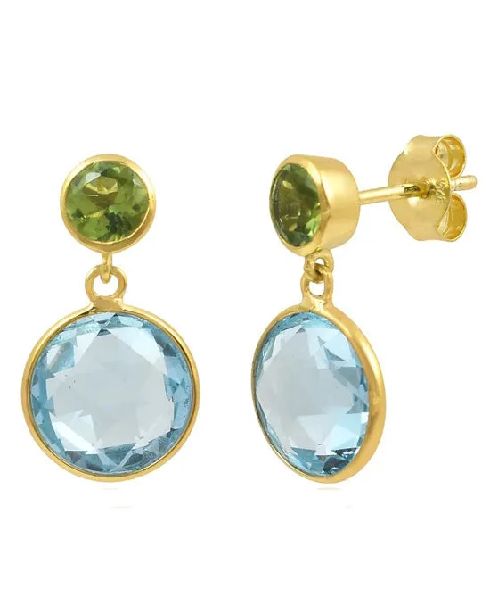 Polkadot Earrings Blue Topaz / Peridot