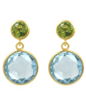 Polkadot Earrings Blue Topaz / Peridot