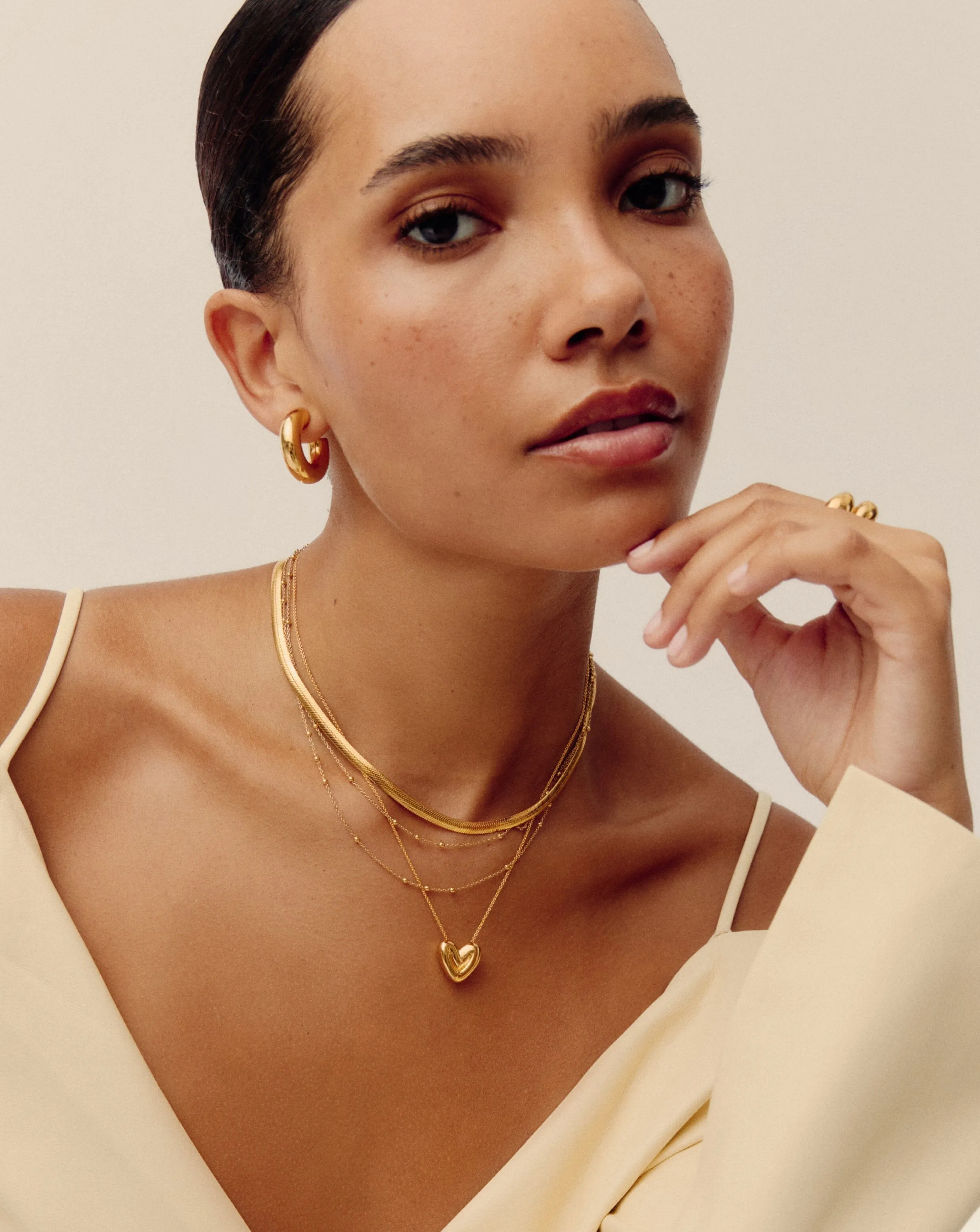 Puffy Heart Pendant Necklace |18k Gold Plated
