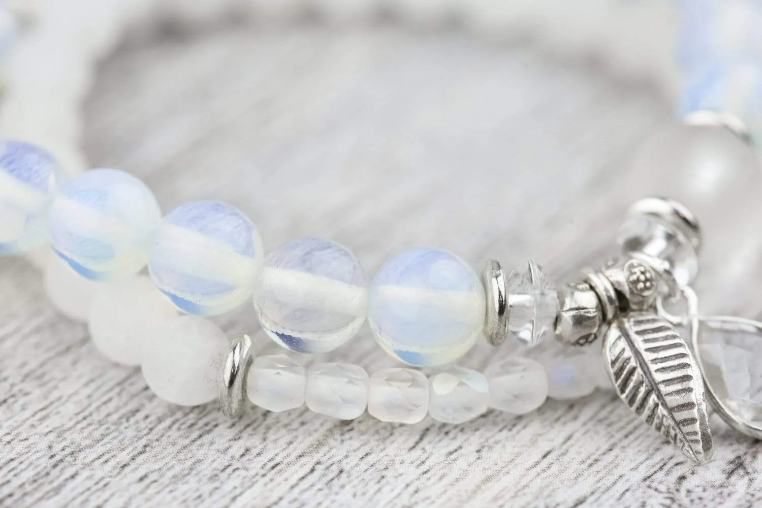 Quartz Chakra Charm Double Wrap Bracelet
