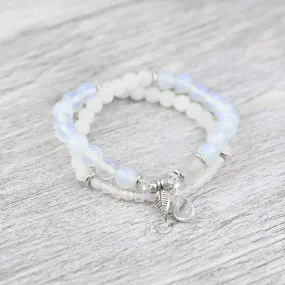 Quartz Chakra Charm Double Wrap Bracelet