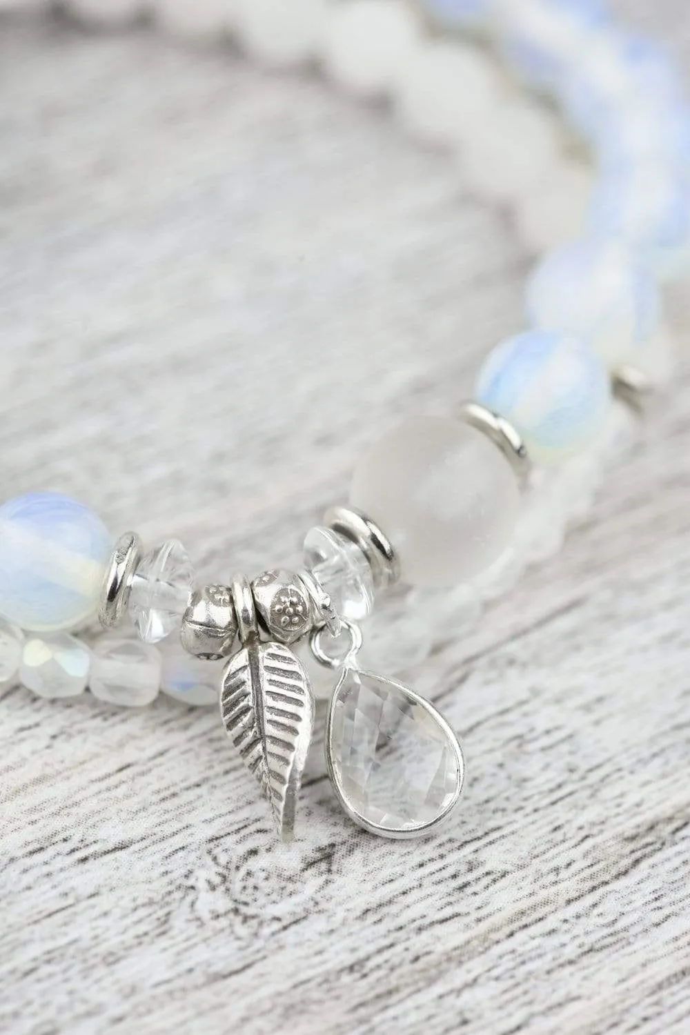 Quartz Chakra Charm Double Wrap Bracelet
