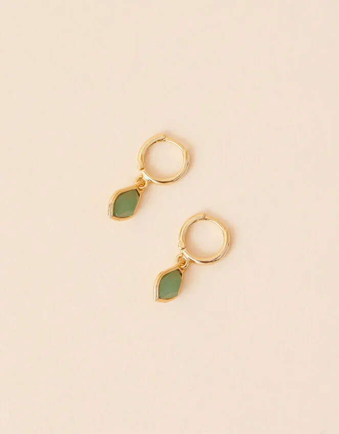 Real Gold Plated Z Boxed Irregular Semi Precious Stone Hoop Earrings For Women By Accessorize London