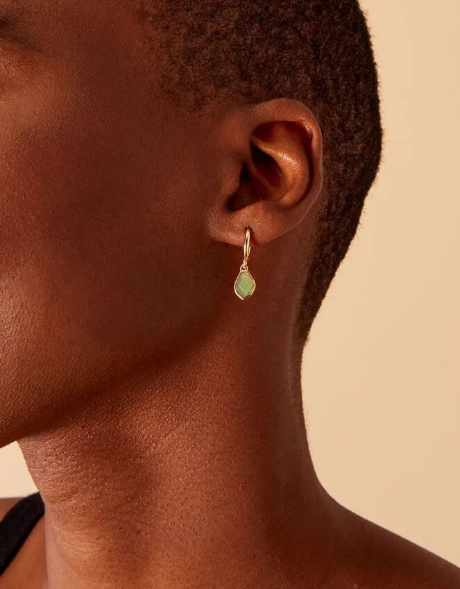 Real Gold Plated Z Boxed Irregular Semi Precious Stone Hoop Earrings For Women By Accessorize London