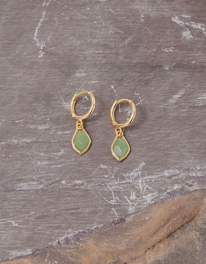 Real Gold Plated Z Boxed Irregular Semi Precious Stone Hoop Earrings For Women By Accessorize London