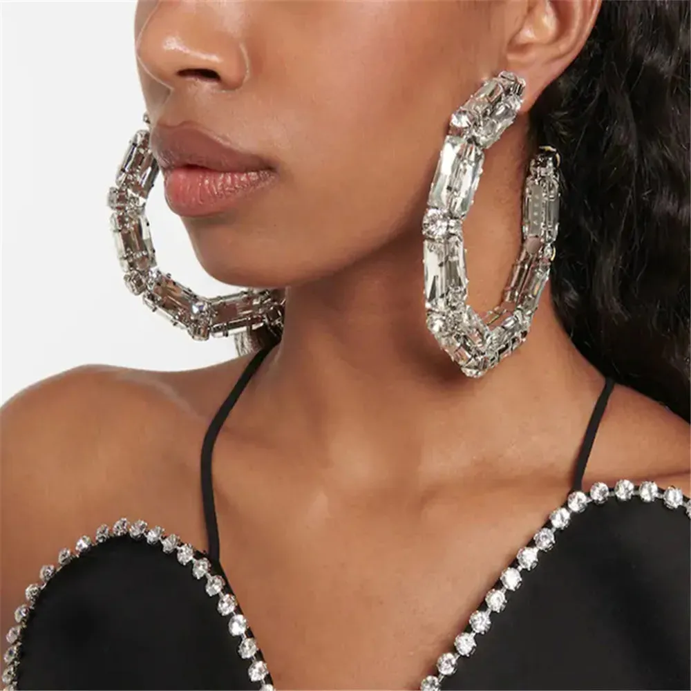 Rhinestone  Big Hoop Earrings