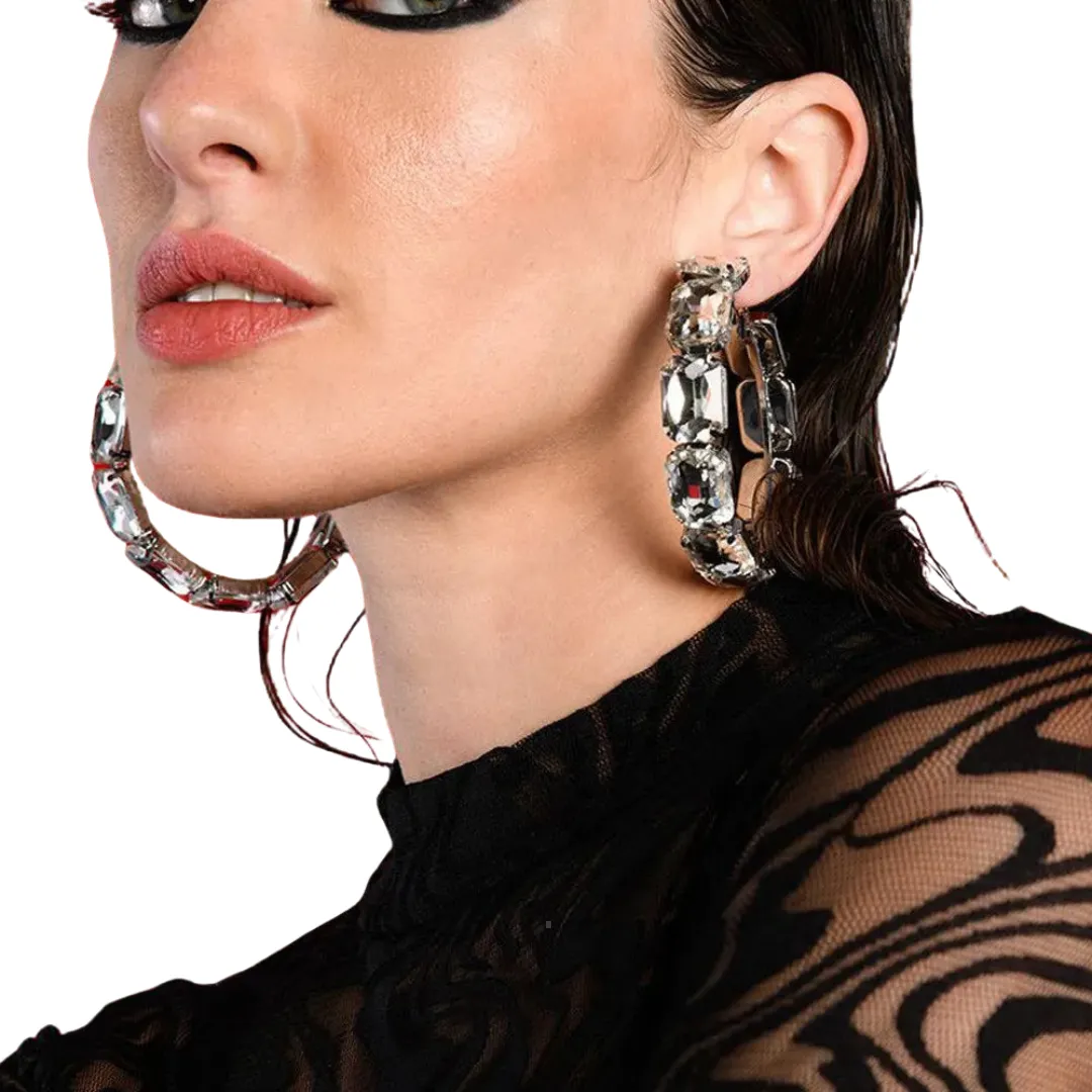 Rhinestone  Big Hoop Earrings