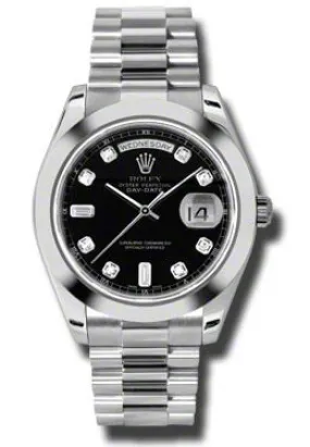 Rolex Day-Date II Black Dial Platinum President Automatic Men's Watch 218206BKDP
